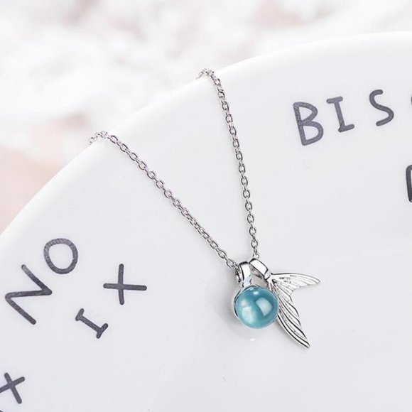 NEW 925 Sterling Silver Crystal Mermaid Necklace - Picture 2 of 8